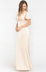 Rome Twist Gown ~ Champagne Luxe Satin