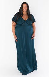 Rome Twist Gown ~ Deep Emerald Luxe Satin