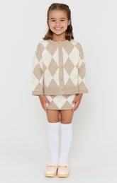 Little Cher Cardi ~ Neutral Argyle Knit