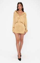 All Night Skort ~ True Gold Luxe Satin