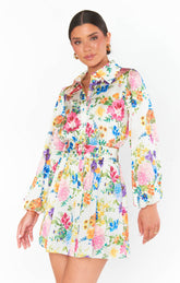 Carrie Collared Dress ~ Ivory Botanical Floral