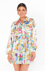 Carrie Collared Dress ~ Ivory Botanical Floral
