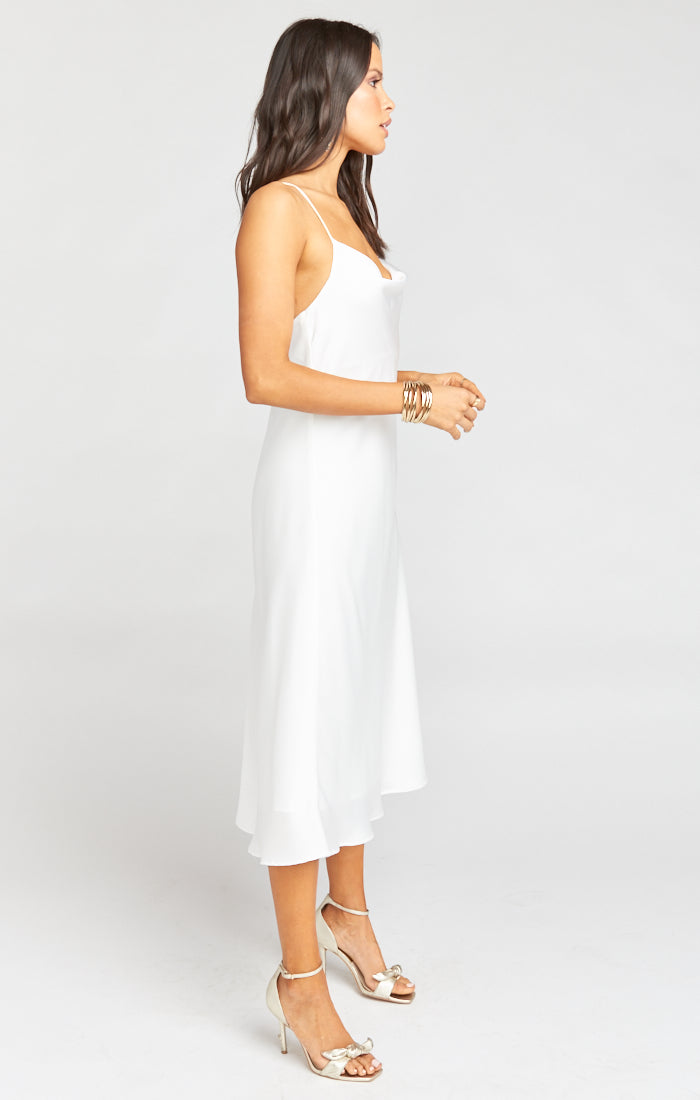 Verona Cowl Dress ~ Ivory Luxe Satin