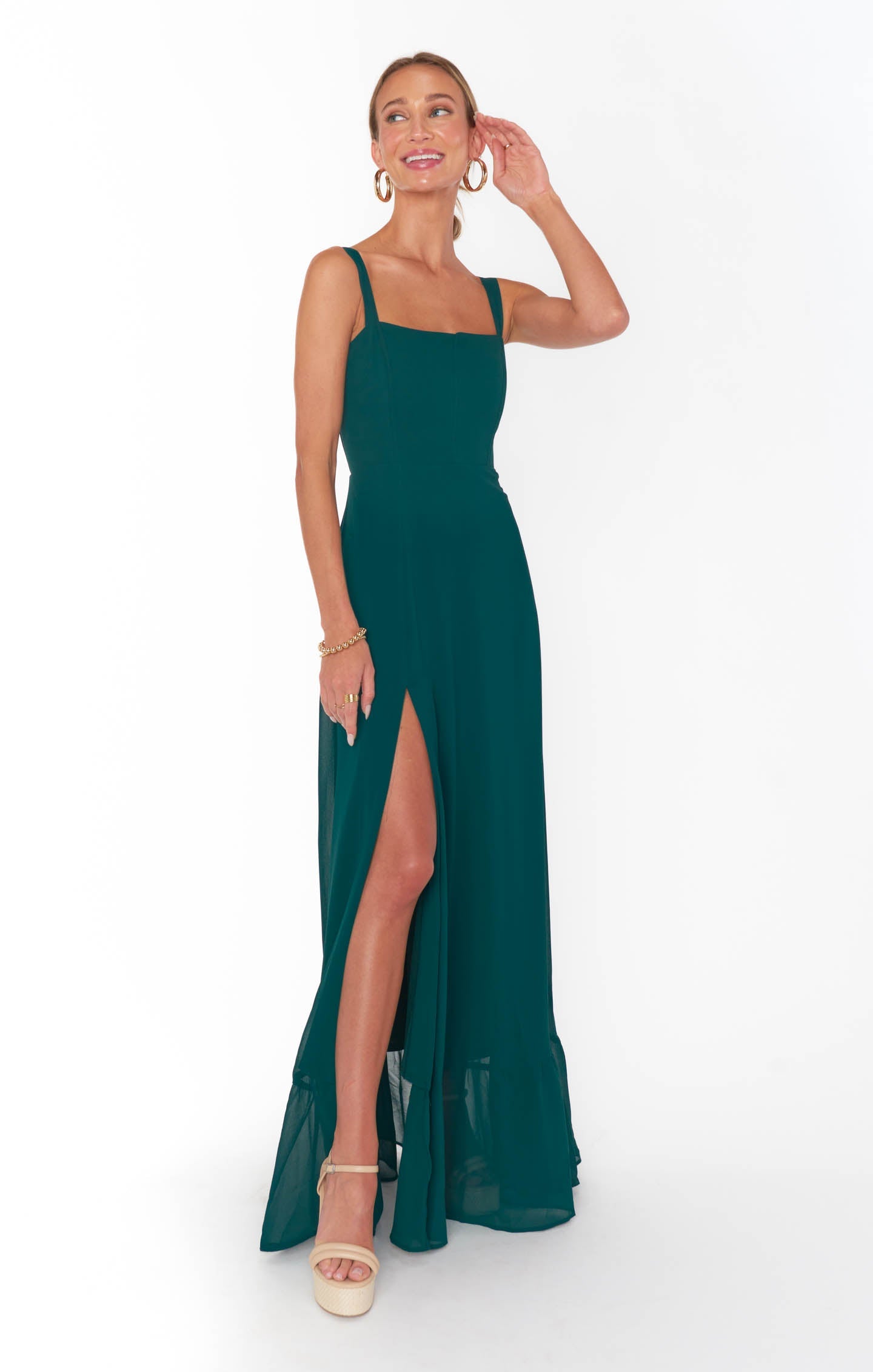 Clarissa Corset Dress ~ Emerald Chiffon