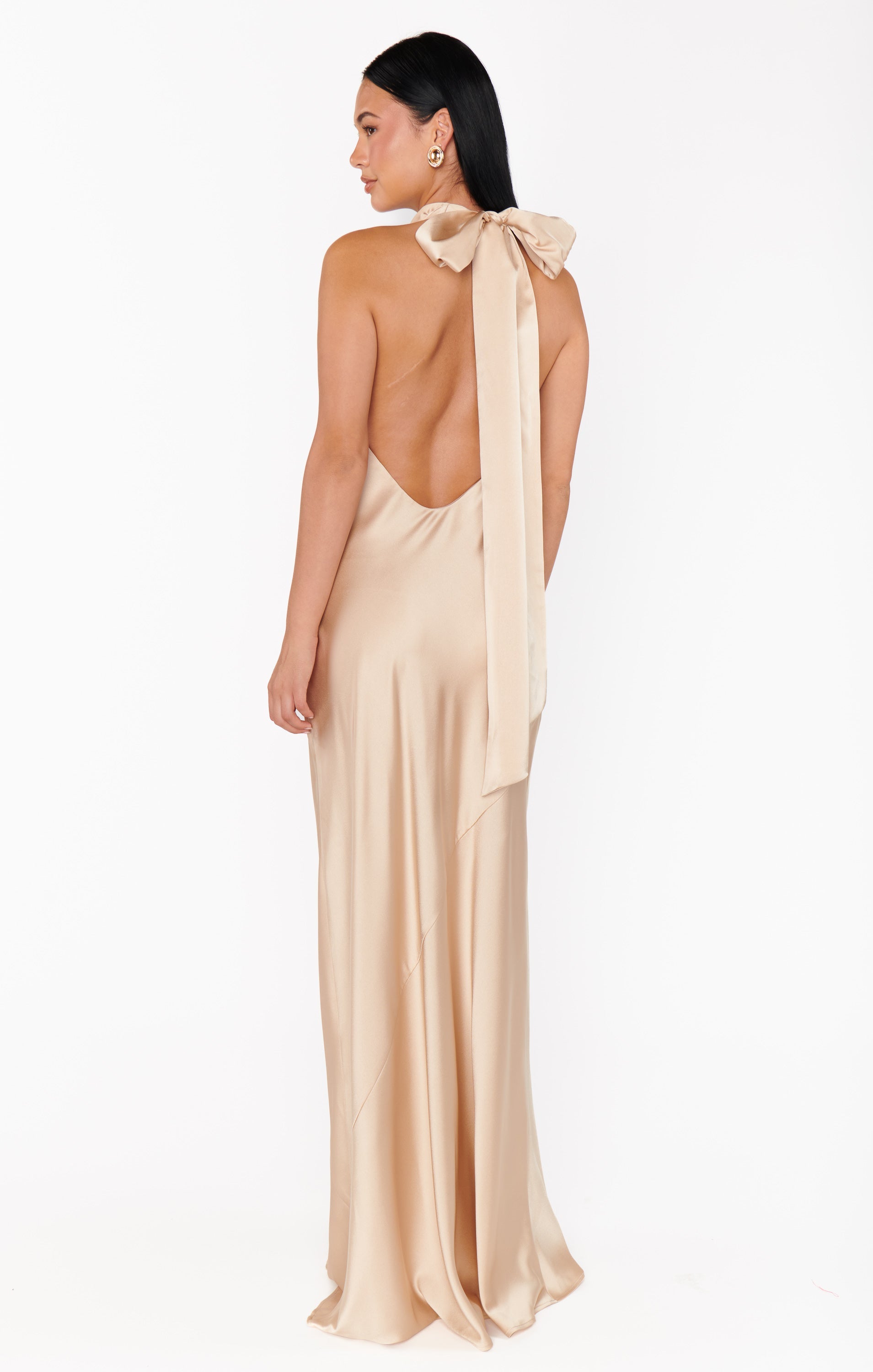 Lisa Maxi Dress ~ Champagne Luxe Satin