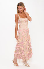 Stephanie Dress ~ Champagne 3D Floral