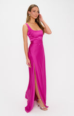 Lana Maxi Dress ~ Rich Magenta Luxe Satin