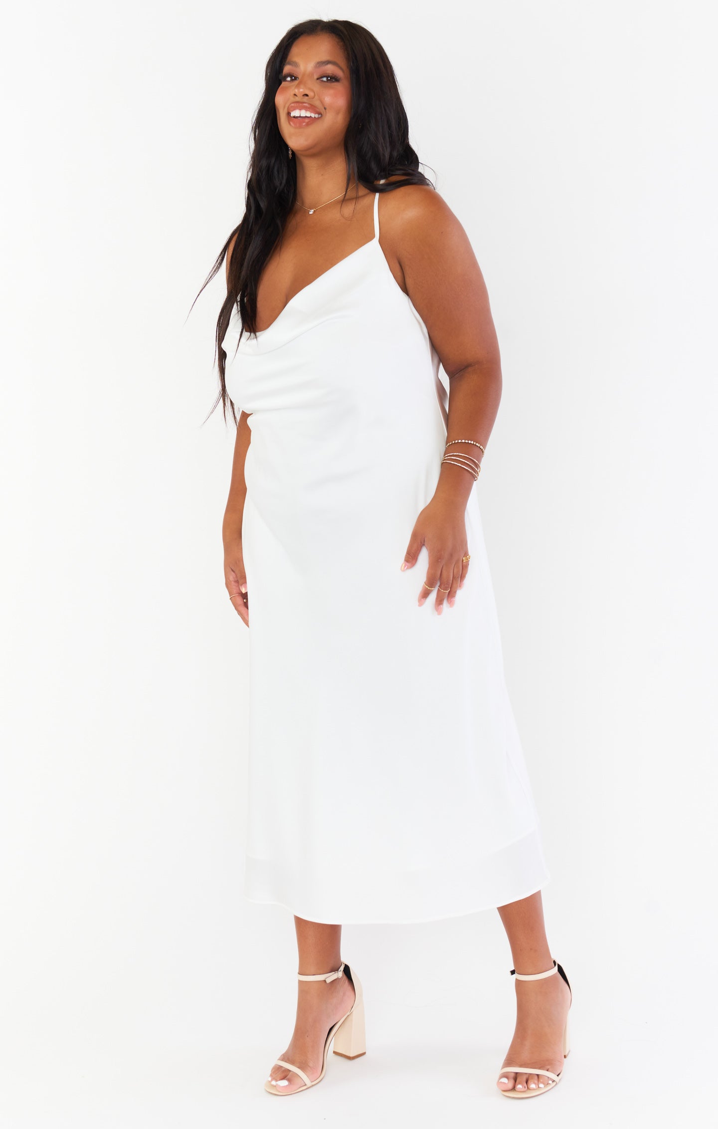 Verona Cowl Dress ~ Ivory Luxe Satin