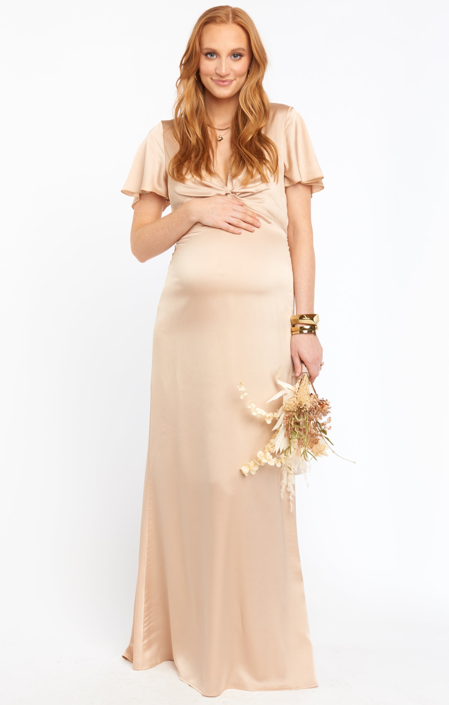 Rome Twist Gown ~ Champagne Luxe Satin