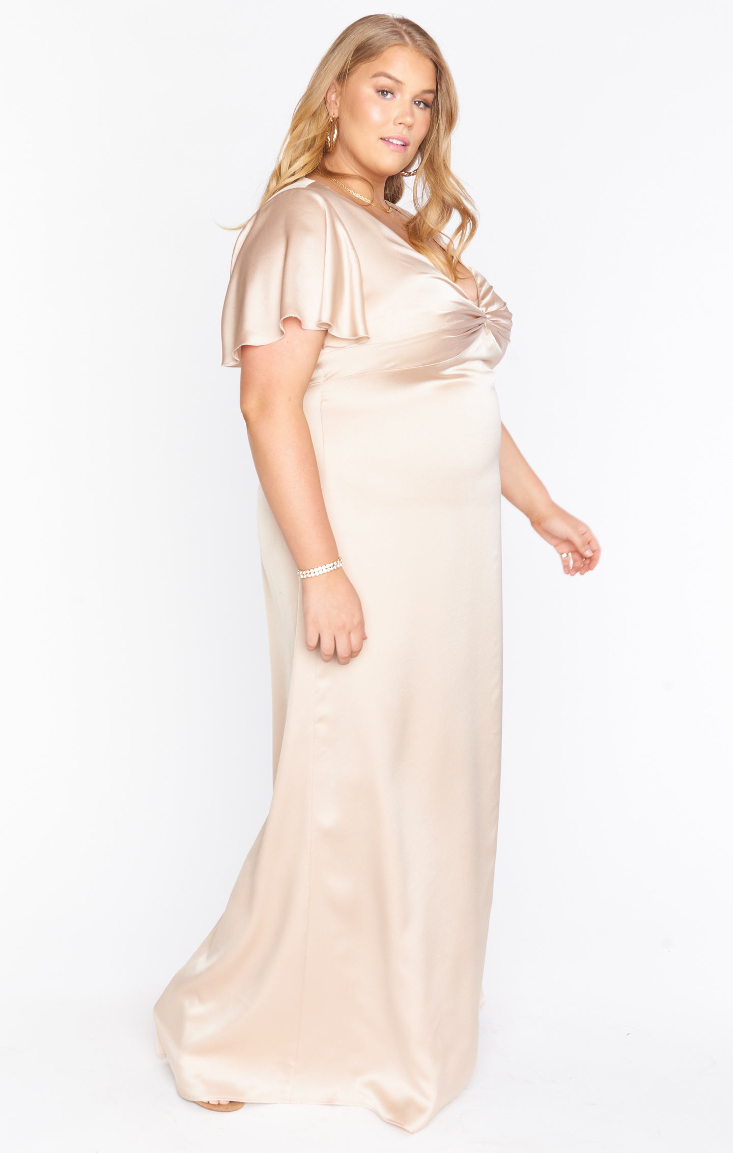 Rome Twist Gown ~ Champagne Luxe Satin