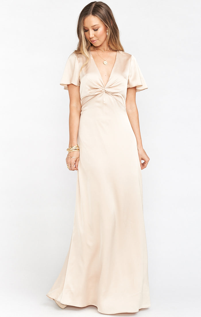 Rome Twist Gown ~ Champagne Luxe Satin