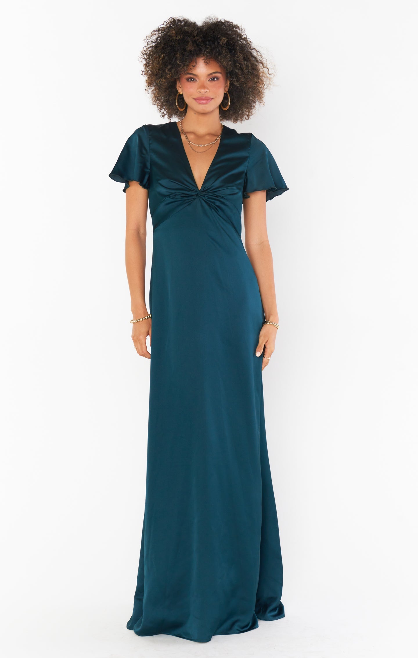 Rome Twist Gown ~ Deep Emerald Luxe Satin