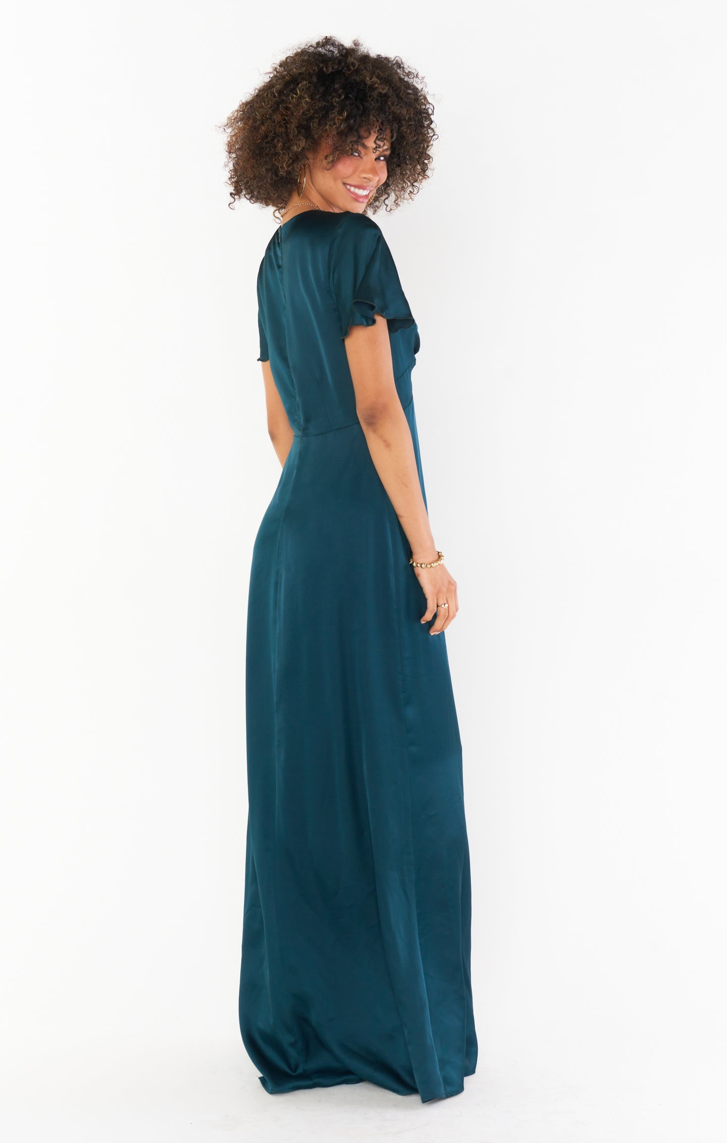 Rome Twist Gown ~ Deep Emerald Luxe Satin
