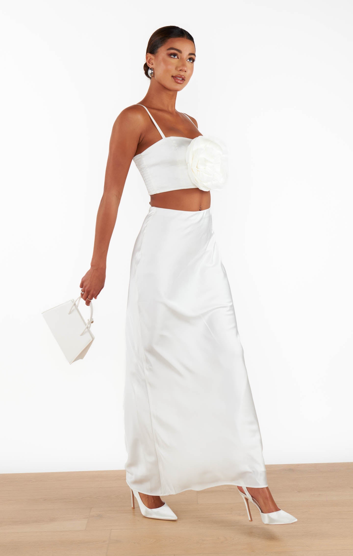 Rose Top ~ White Taffeta