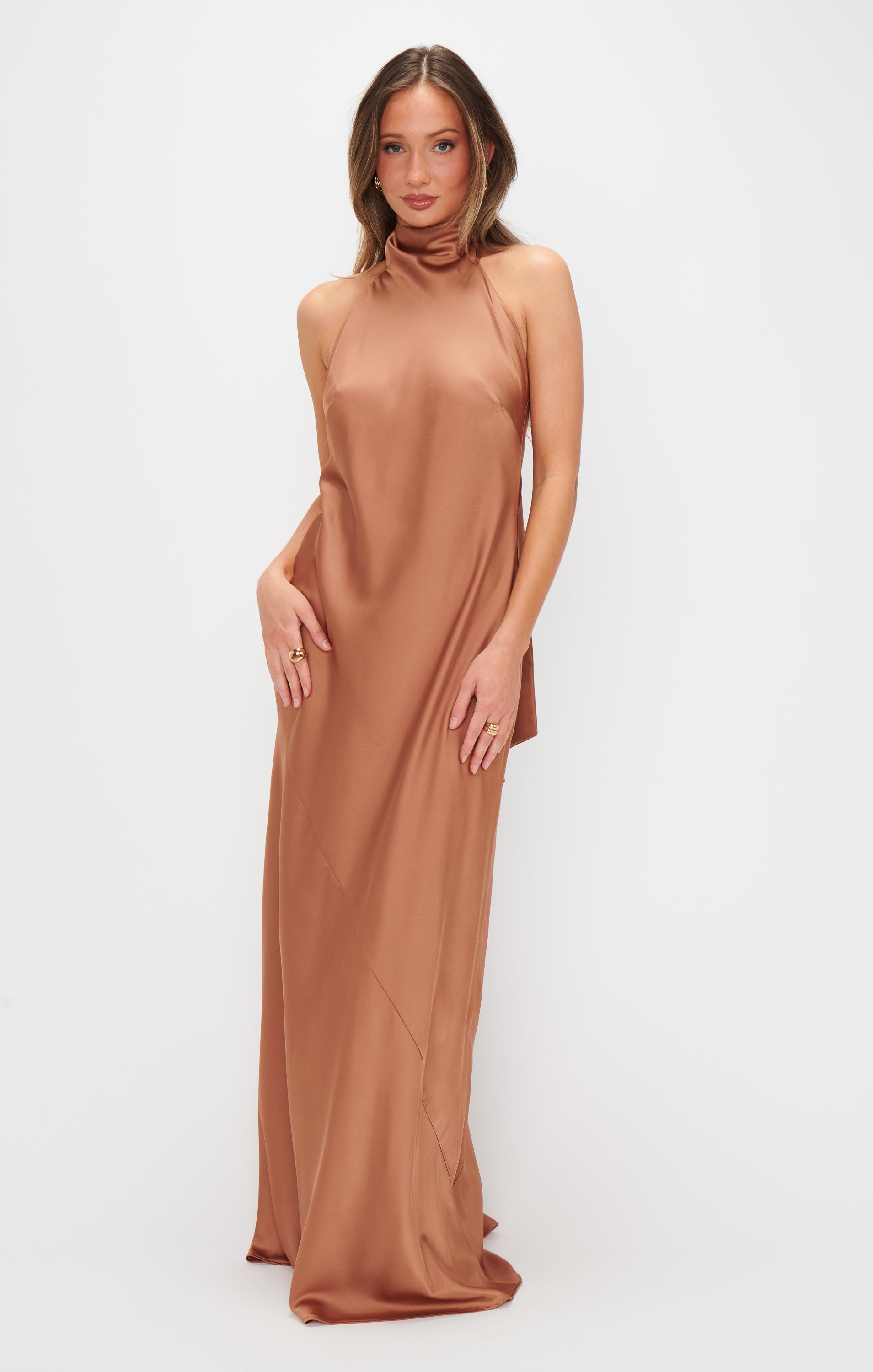 Lisa Maxi Dress ~ Copper Luxe Satin