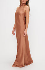 Lisa Maxi Dress ~ Copper Luxe Satin