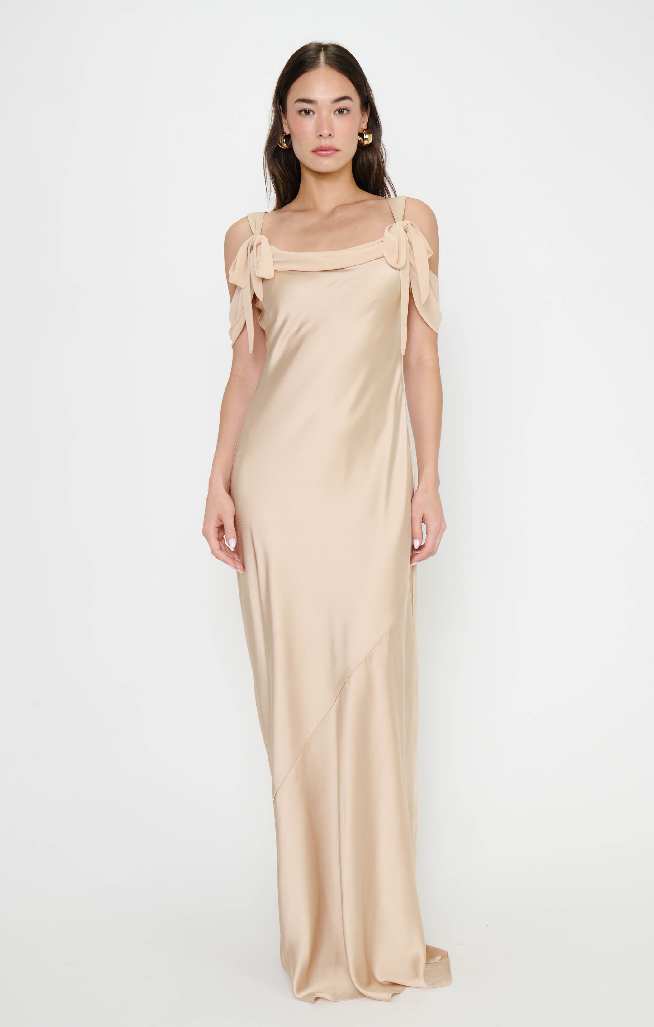Bella Maxi Dress ~ Champagne Luxe Satin
