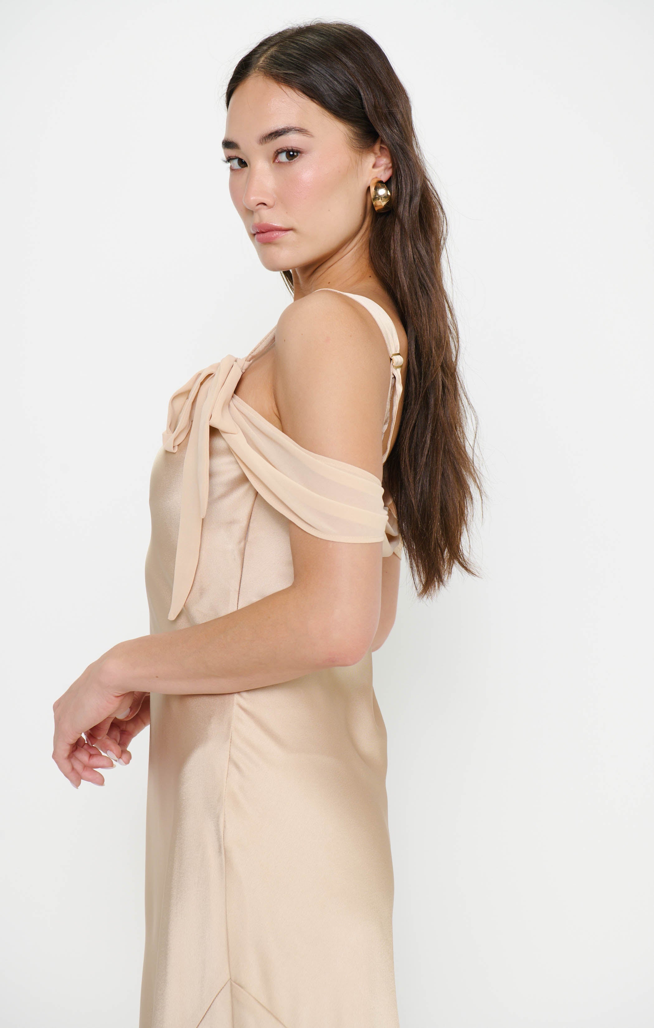 Bella Maxi Dress ~ Champagne Luxe Satin