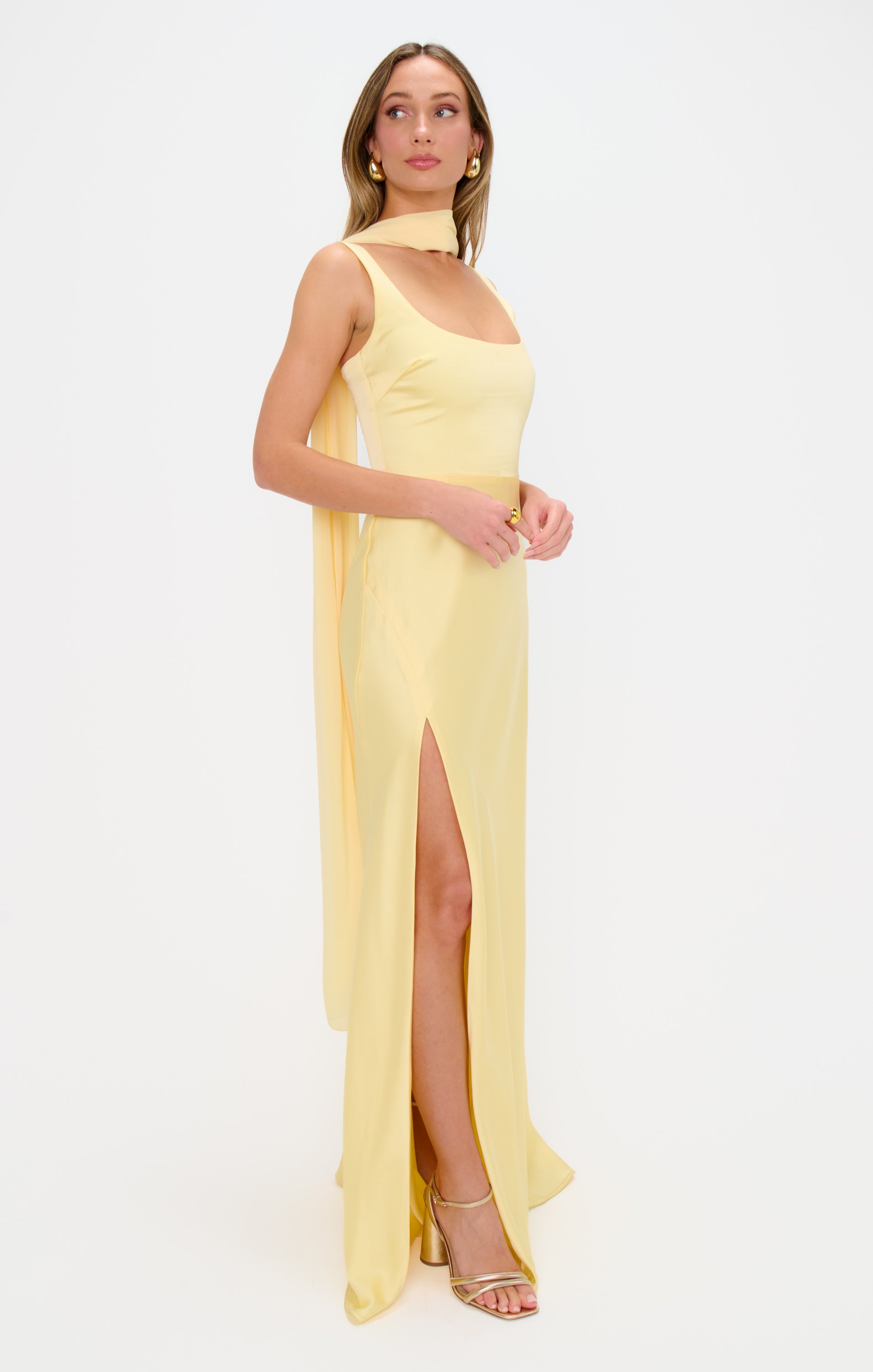 Soiree Shawl ~ Pale Yellow Chiffon
