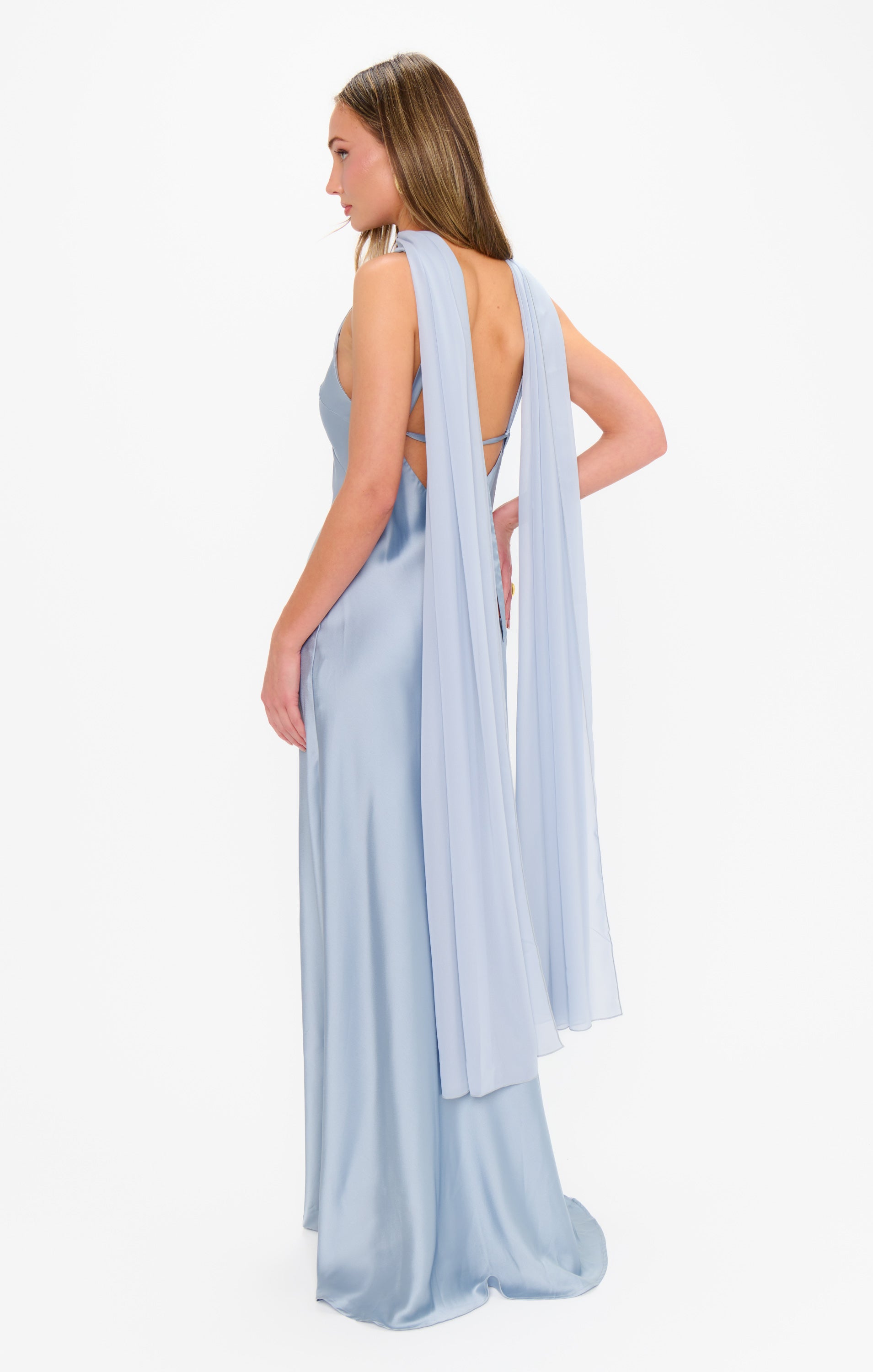 Soiree Shawl ~ Steel Blue Chiffon