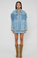Ojai Fringe Jacket ~ Jet Stream Blue