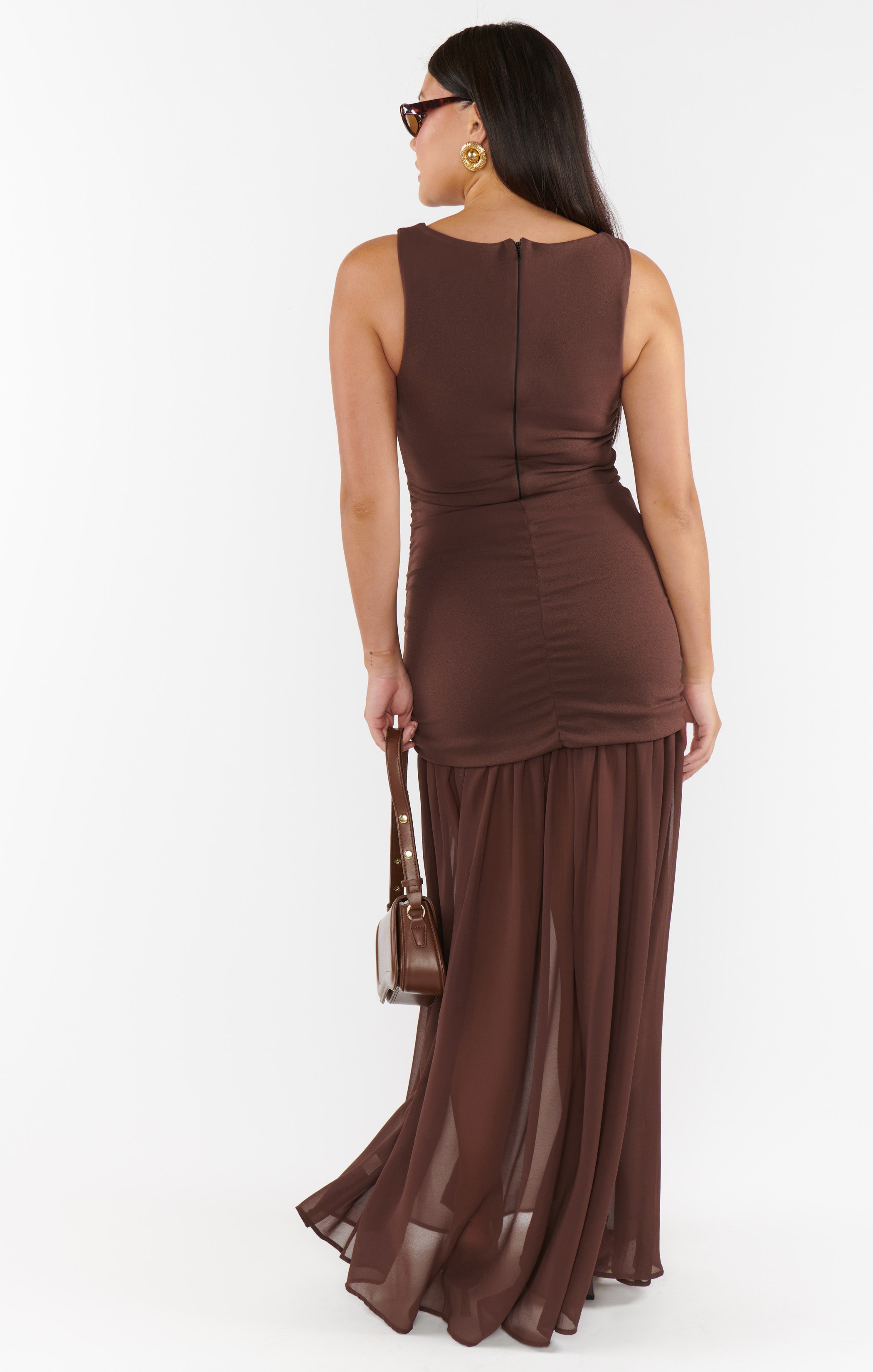 Aria Maxi Dress ~ Chocolate Stretch Chiffon